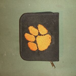 Black Wallet with Orange Paw Print